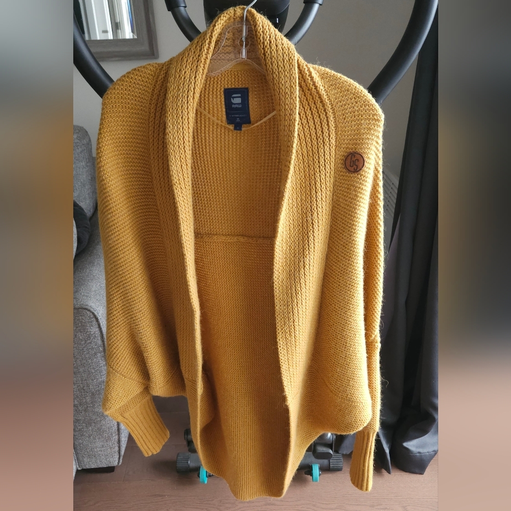 G‑Star RAW Women’s Cardigan – Mustard – Wool & Alpaca Blend Knit